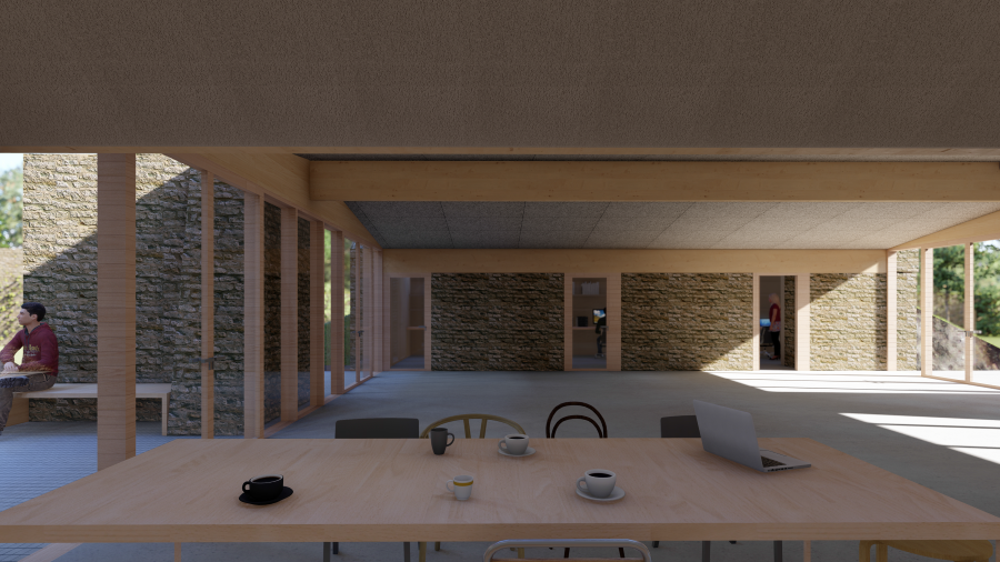 Perspective de l'aménagement des maisonnettes des Cartoucheries